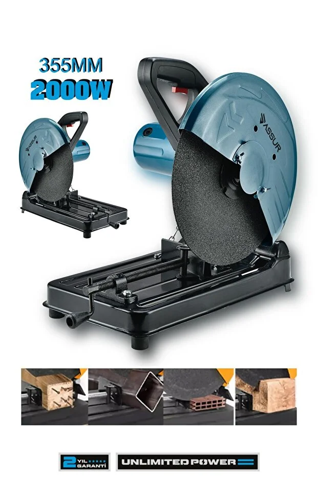 ASSUR 2000w Bakır Sargılı Metal Şanzıman 355 Mm Profil Metal Kesme Makinesi